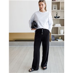 Свитшот из эластичного футера с принтом стразами