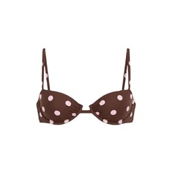 Top bikini balconette estampado lunares marrón