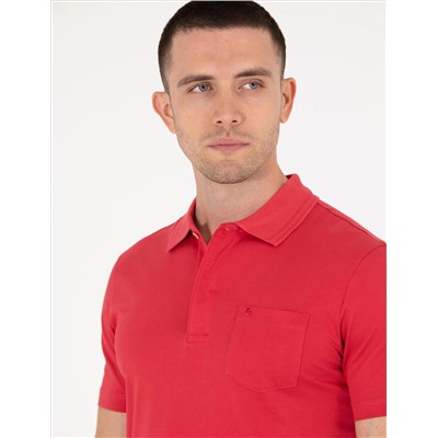 Kırmızı Regular Fit Polo Yaka Merserize Tişört