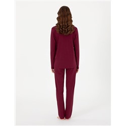 Bordo Gömlek Pijama Takımı