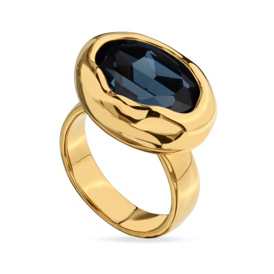 Кольцо Грация (кристаллы SW 18х13 темно-синие; покрытие золото), Есть комплект