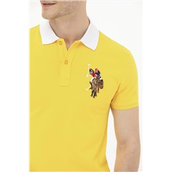 Erkek Koyu Sarı Basic Polo Yaka Tişört