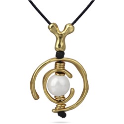 Кулон Юпитер (Майорка белая 16мм; покрытие матовое золото) 80см, Есть комплект