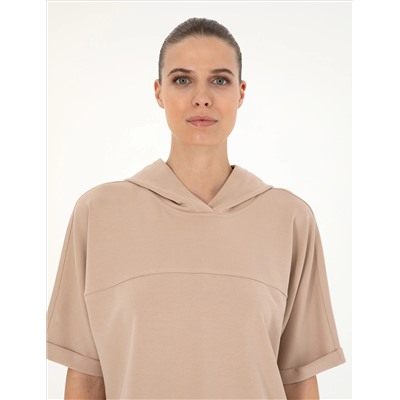 Bej Regular Fit Modal Kumaş Sweatshirt