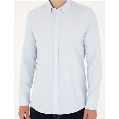Açık Mavi Slim Fit Uzun Kollu Gömlek