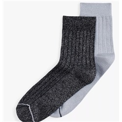 Shimmer Rib-Knit Trouser Sock 2-Pack