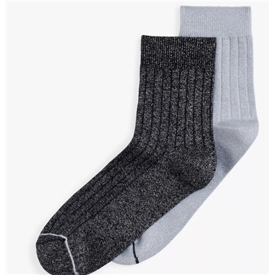 Shimmer Rib-Knit Trouser Sock 2-Pack