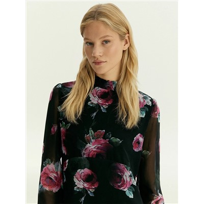 Платье мини из шифона с цветочным принтом, PL1421/armika