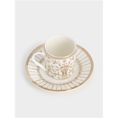 Пара кофейная, 2 перс, 4 пр, фарфор N, белая, с золотистым орнаментом, Golden