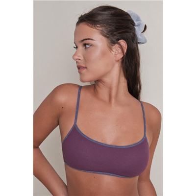 Sujetador top algodón copas extraíbles burgundy
