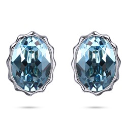 Пусеты Сияние (кристаллы SW аквамарин; покрытие родий), Есть комплект