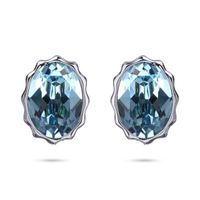 Пусеты Сияние (кристаллы SW аквамарин; покрытие родий), Есть комплект