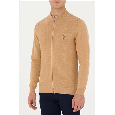 Erkek Kum Melanj Basic Triko Hırka