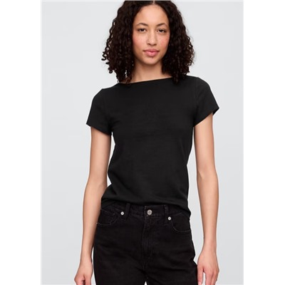 Boatneck Open-Back T-Shirt