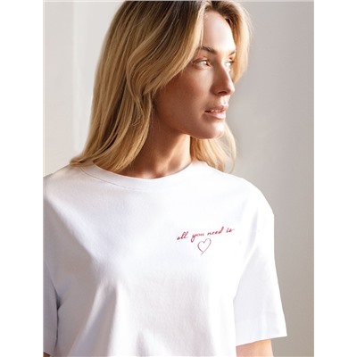 Свободная футболка с принтом из премиального хлопка с эластаном