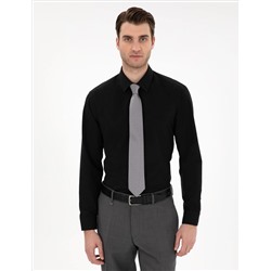 Siyah Regular Fit Uzun Kollu Basic Gömlek