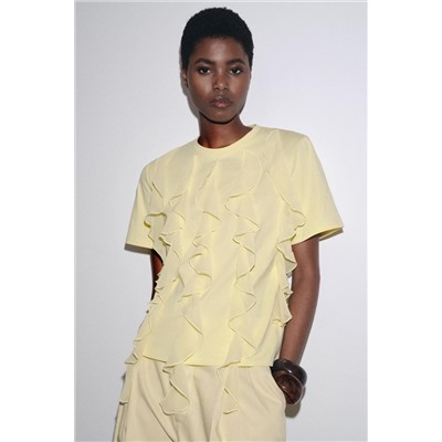 T-SHIRT WITH FRONT RUFFLES