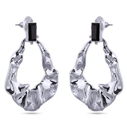 Серьги Дюна (кристаллы черные; покрытие родий), Есть комплект