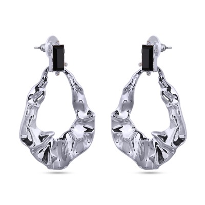 Серьги Дюна (кристаллы черные; покрытие родий), Есть комплект