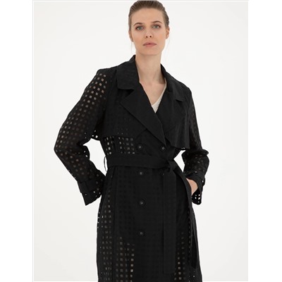 Siyah Regular Fit Trençkot