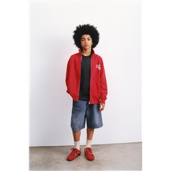 RAISED PRINT ZIP-UP SWEATSHIRT