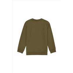 Çocuk Haki Bisiklet Yaka Sweatshirt