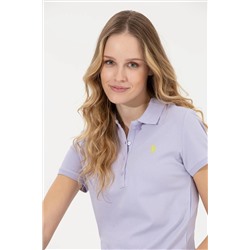 Kadın Lila Basic Polo Yaka Tişört