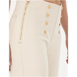 Krem Flare Hıgh Waist Pantolon