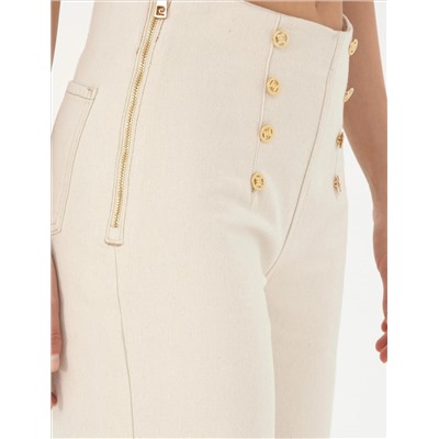 Krem Flare Hıgh Waist Pantolon