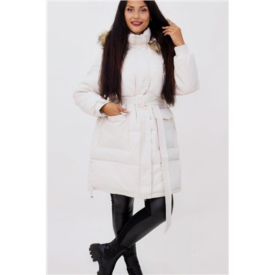 Зимняя куртка на поясе с натуральным мехом арт. 23226