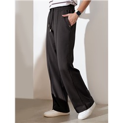 Прямые трикотажные брюки на резинке из футера двухнитки эластичные