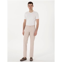 Bej Regular Fit Basic Kanvas Pantolon