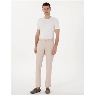 Bej Regular Fit Basic Kanvas Pantolon