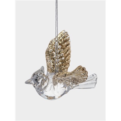 Игрушка елочная, 9 см, акрил, прозрачно-золотистая, Птица, Event