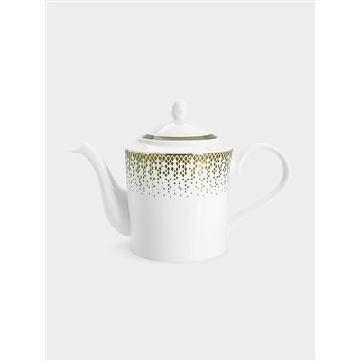 Сервиз чайный, 6 перс, 21 пр, фарфор F, бело-зеленый, с золотистым кантом, матовый, Virtus