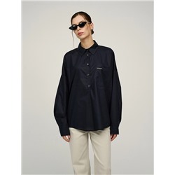 Синяя блузка О-силуэта