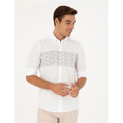 Yeşil Regular Fit Uzun Kollu Gömlek