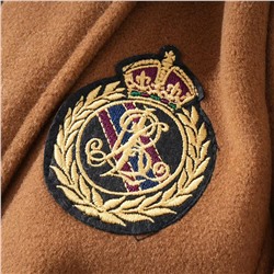 Женское шерстяное полупальто Ralp*h Laure*n средней длины, с нашивками и вышивкой