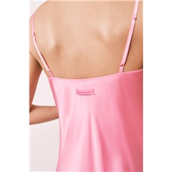 Camisón midi tirantes satén rosa