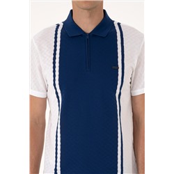 Erkek Regular Fit Beyaz Polo Yaka Fermuarlı Tişört