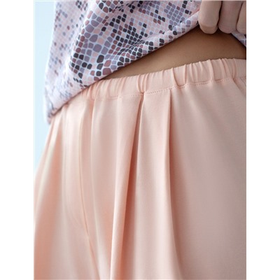 Укороченные широкие брюки кюлоты на резинке из 100% хлопка