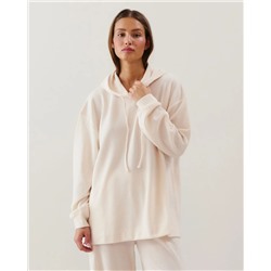 Sudadera de punto acanalado beige