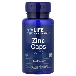 Life Extension, цинк в капсулах, высокая эффективность, 50 мг, 90 капсул