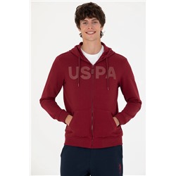 Erkek Bordo Kapüşonlu Örme Hırka