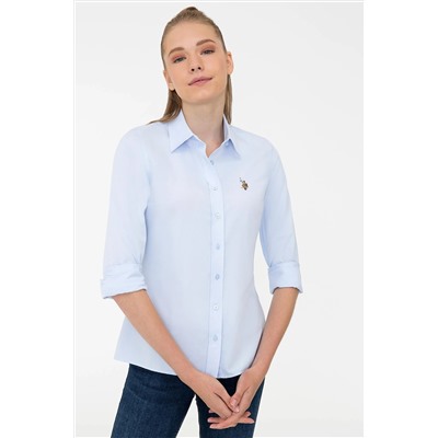 Kadın Açık Mavi Uzun Kollu Basic Gömlek