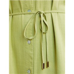 Длинное платье-рубашка с поясом и разрезами изо льна с вискозой