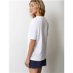 Футболка с принтом свободная из премиального 100% хлопка