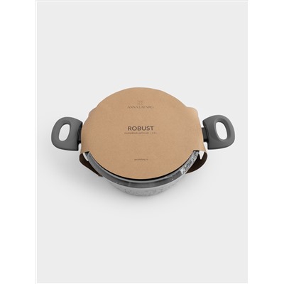 Кастрюля, 24 см, 3,9 л, с крышкой, с покрытием, алюминий, серо-черная, Robust