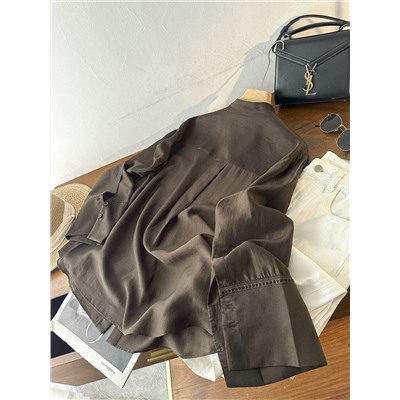 Женская рубашка с вышитым карманом из смесового тенселя ЗАР*А