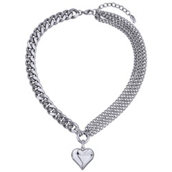 Колье Сердцебиение (покрытие родий) 47-54см, Есть комплект